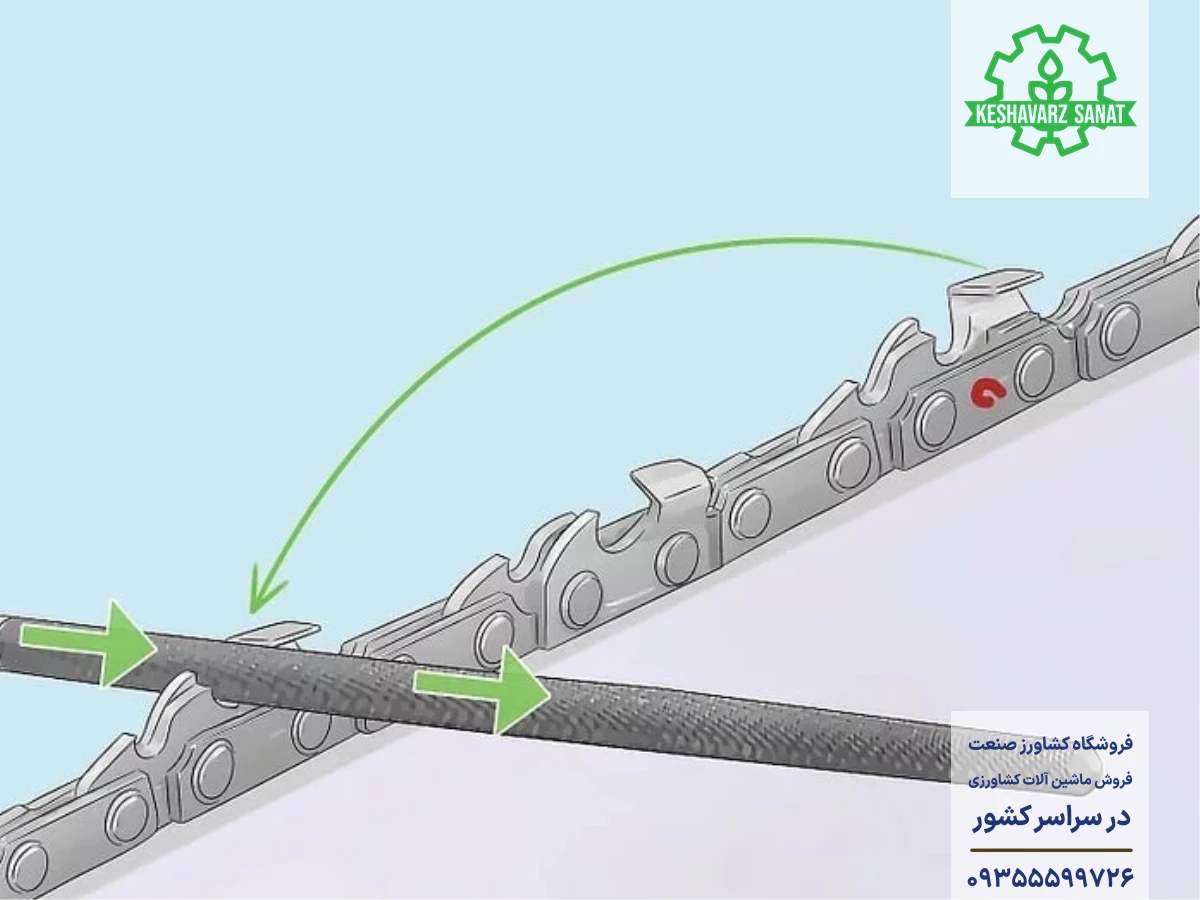 سوهان کشی دندانه های زنجیر به صورت چپ و راست