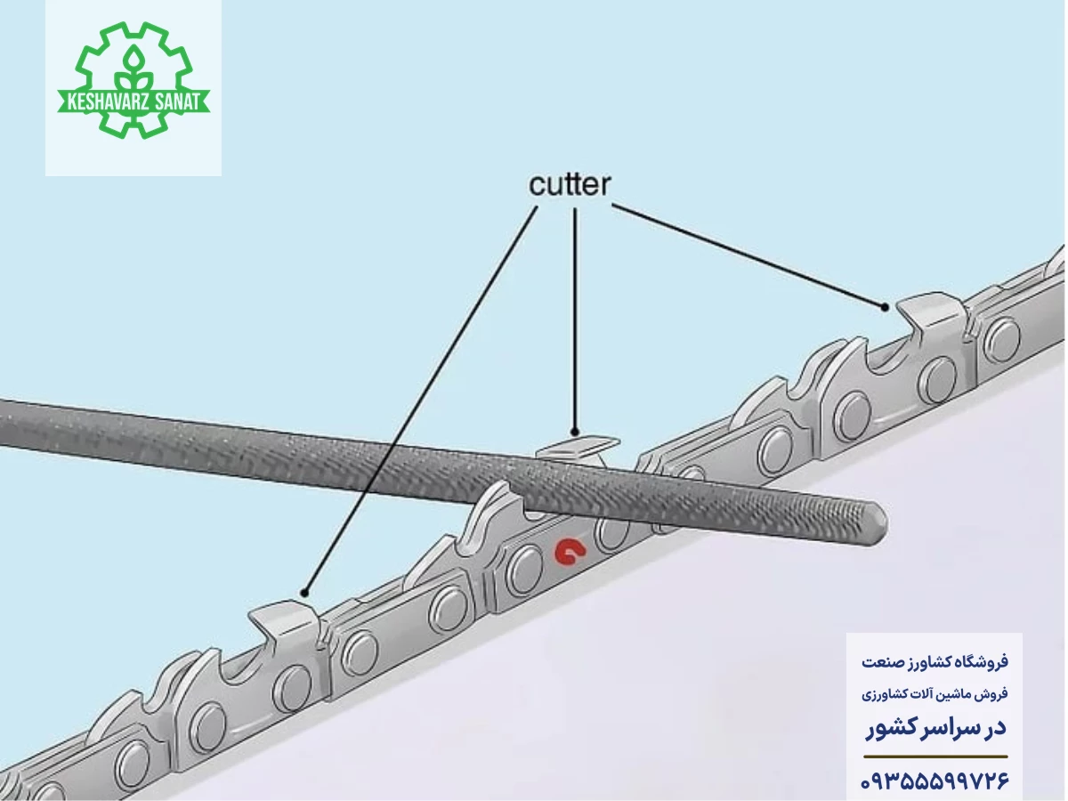 تیز کردن زنجیر با سوهان گرد به صورت استاندارد